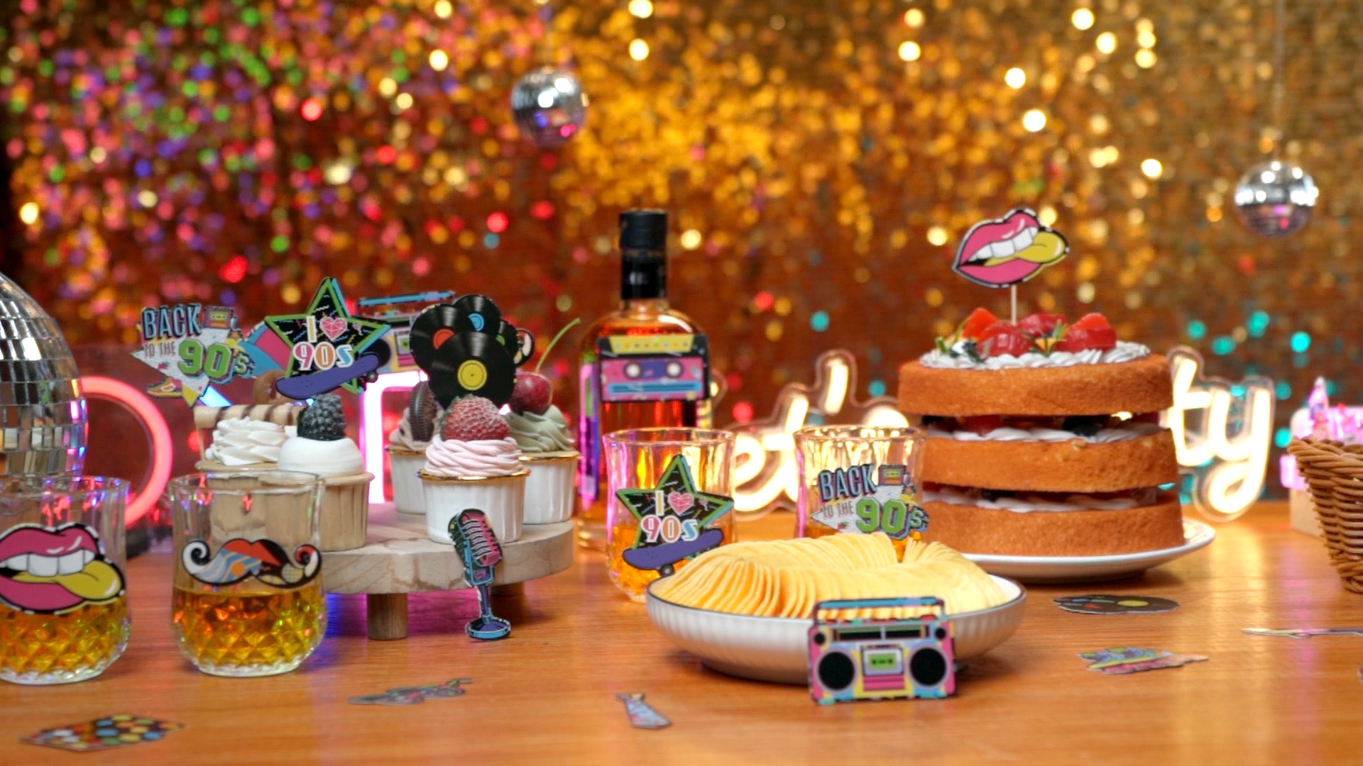 Amazon.com: Clabby 32 Pieces 80s 90s Cupcake Topper Theme Birthday